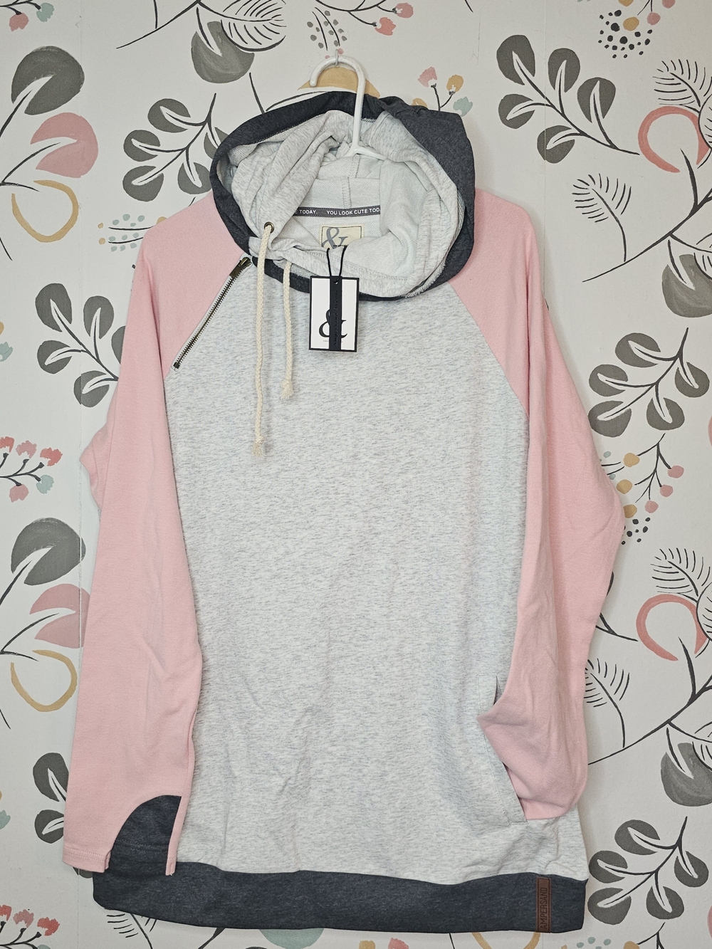 Ampersand Ave. Double Hooded Sweatshirt - Baseball Pink
